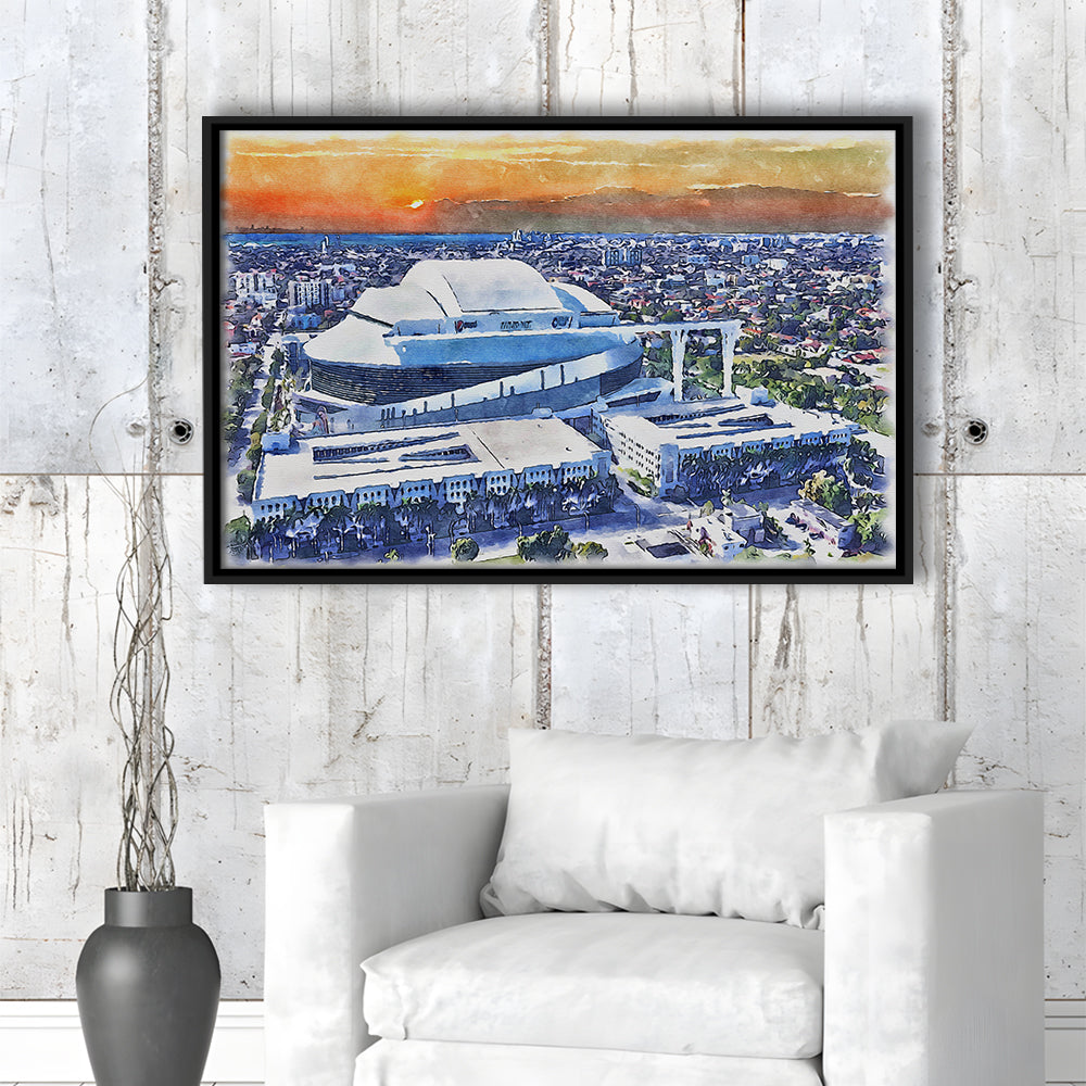 Marlins Baseball Stadium, LoanDepot Park Watercolor, Sport Gift Art, Framed Canvas Print Wall Art