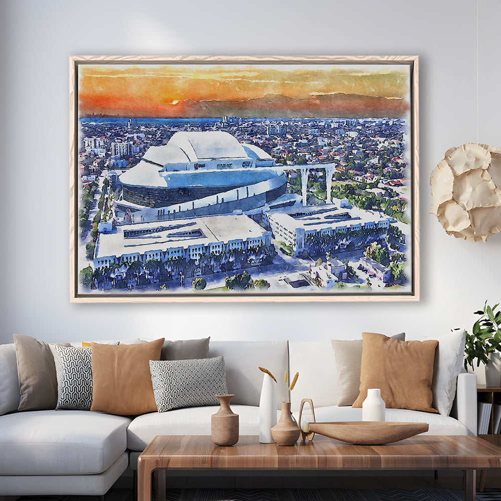 Marlins Baseball Stadium, LoanDepot Park Watercolor, Sport Gift Art, Framed Canvas Print Wall Art