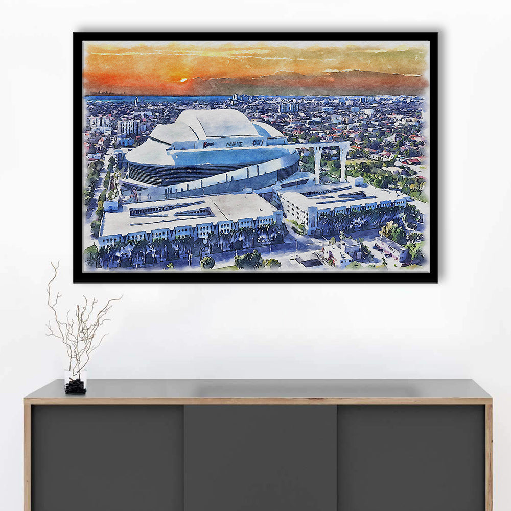 Marlins Baseball Stadium, LoanDepot Park Watercolor, Sport Gift Art, Framed Art Print Wall Decor