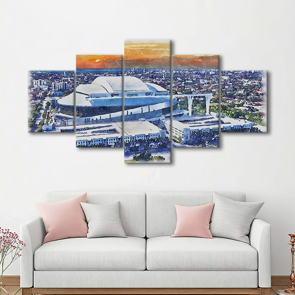 Marlins Baseball Stadium, LoanDepot Park Watercolor, Sport Art, Mixed 5 Panel, Canvas Print Wall Art
