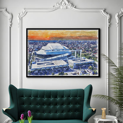 Marlins Baseball Stadium, LoanDepot Park Watercolor, Sport Gift Art, Framed Art Print Wall Decor