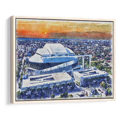 Marlins Baseball Stadium, LoanDepot Park Watercolor, Sport Gift Art, Framed Canvas Print Wall Art
