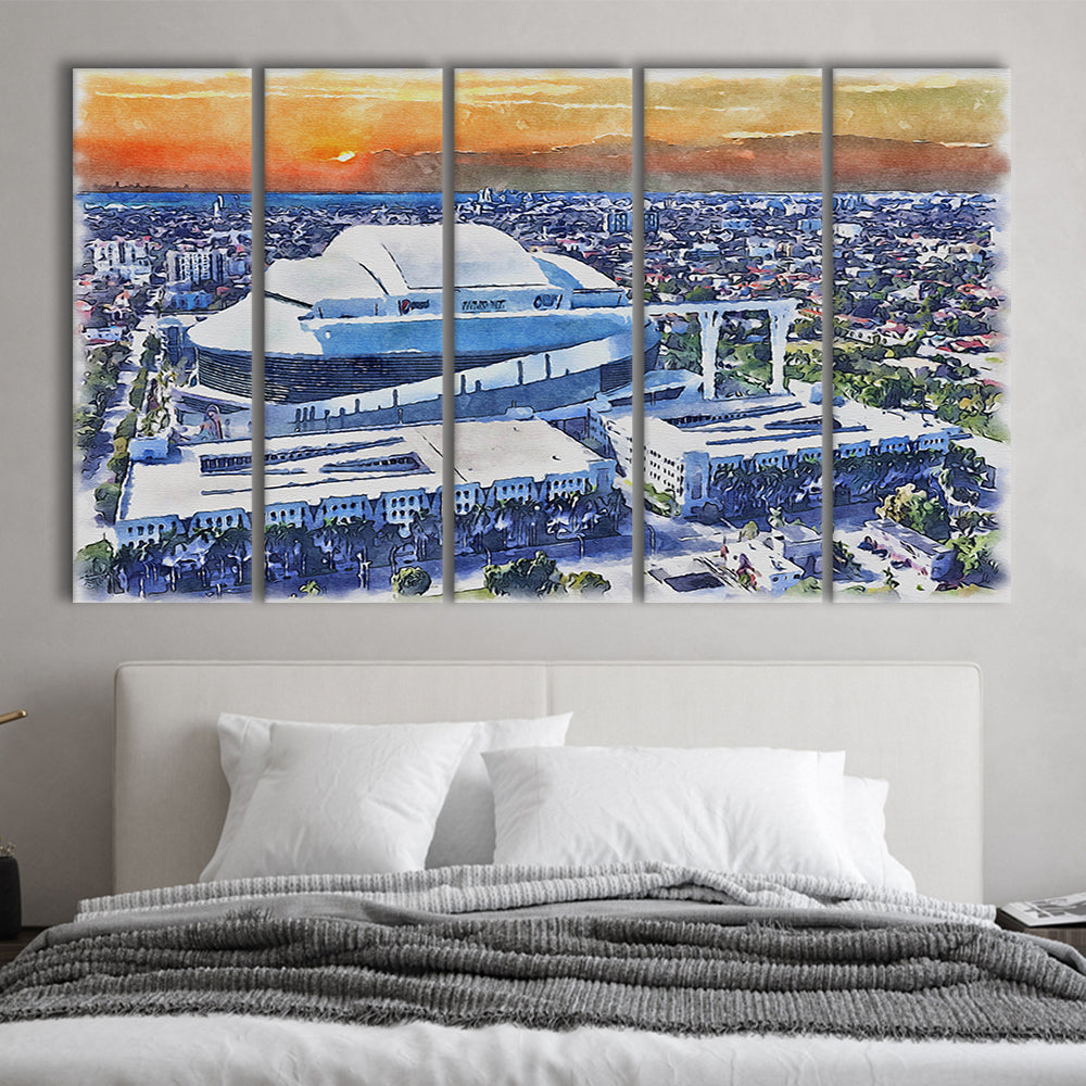Marlins Baseball Stadium, LoanDepot Park Watercolor, Sport Art, Extra Large Canvas Print Wall Art