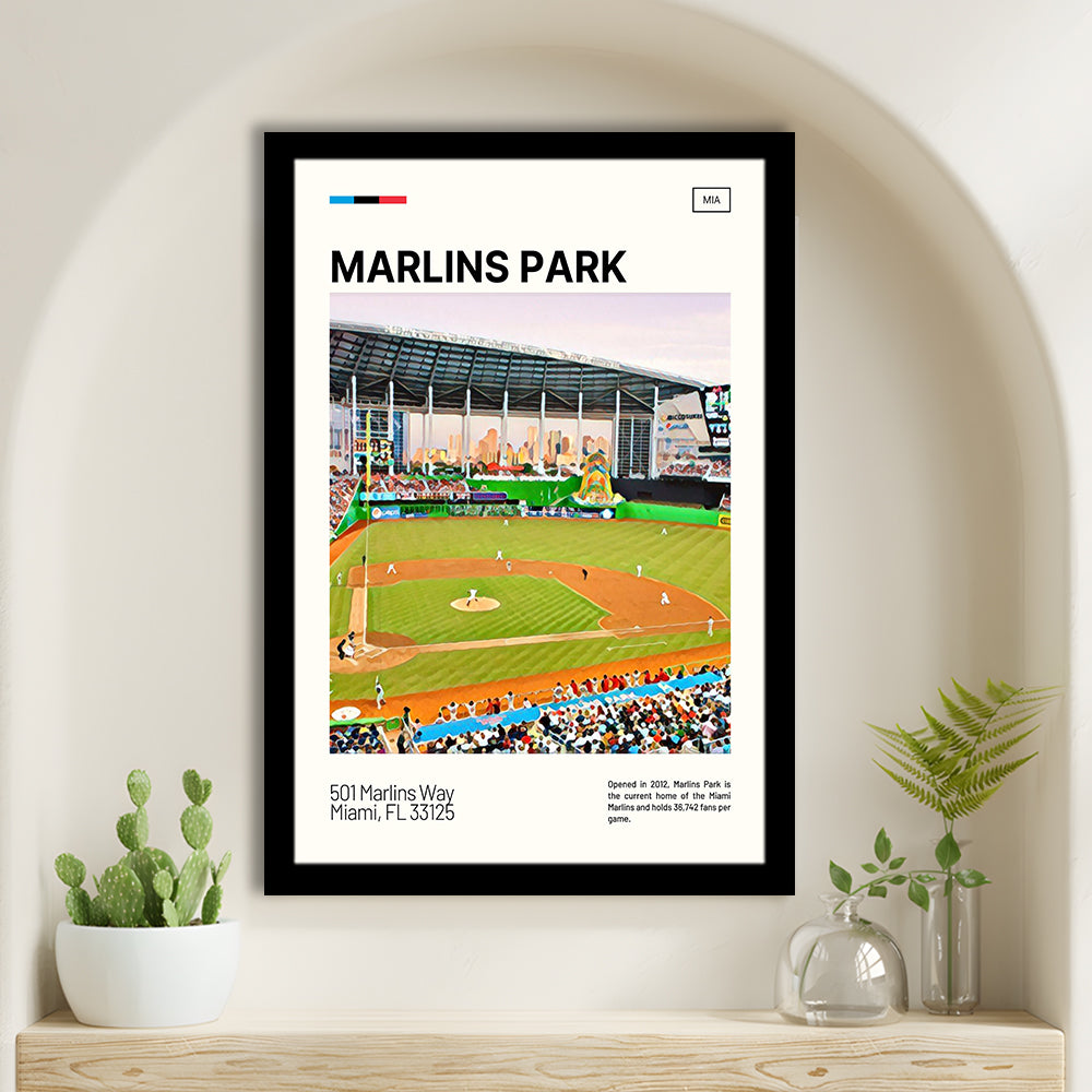 Marlins Park Print, Miami Marlins Stadium Art, Gifts for him, Sport Art, Framed Art Print Wall Decor
