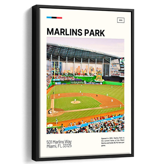 Marlins Park Print, Miami Marlins Stadium Canvas Art, Man Cave Gift, Floating Framed Canvas Print Wall Art