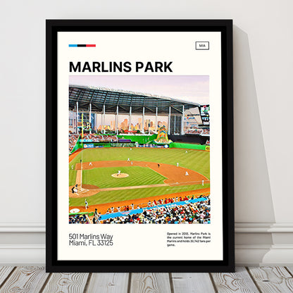Marlins Park Print, Miami Marlins Stadium Canvas Art, Man Cave Gift, Floating Framed Canvas Print Wall Art