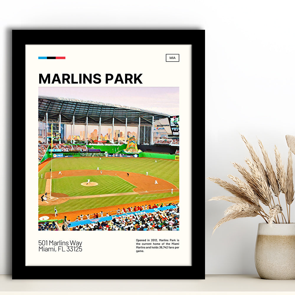 Marlins Park Print, Miami Marlins Stadium Art, Gifts for him, Sport Art, Framed Art Print Wall Decor