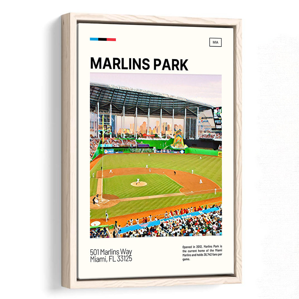 Marlins Park Print, Miami Marlins Stadium Canvas Art, Man Cave Gift, Floating Framed Canvas Print Wall Art