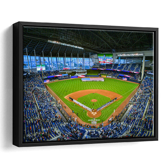 Marlins Park, Stadium Canvas, Sport Art, Framed Canvas Print Wall Art, Floating Frame