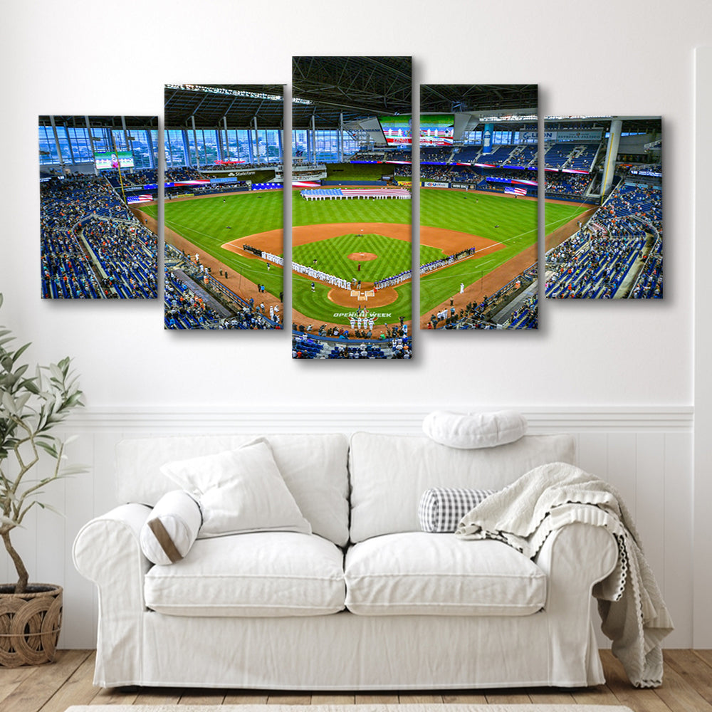 Marlins Park, Stadium Canvas, Sport Art, Gift for him, 5 Panel, Large Canvas, Canvas Print Wall Art