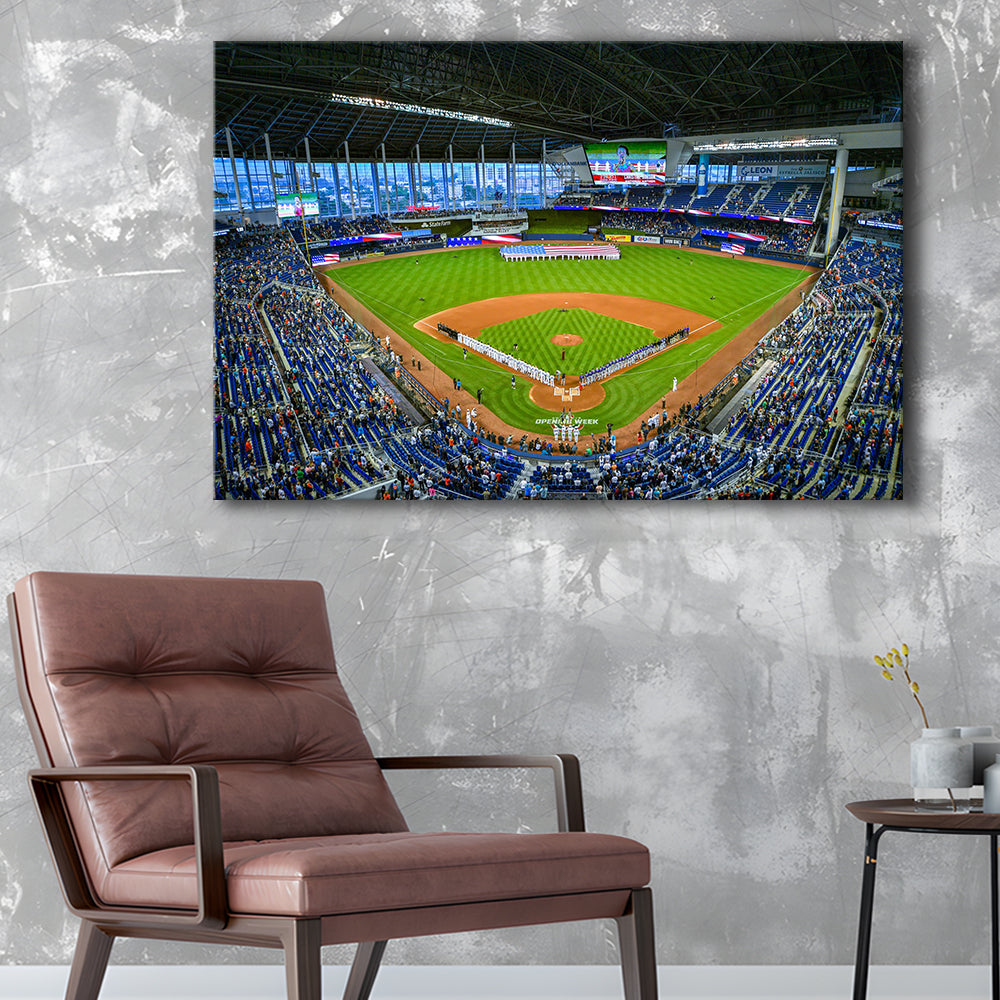 Marlins Park, Stadium Canvas, Sport Art, Gift for him, Man Cave Decor, Art Print, Canvas Print Wall Art
