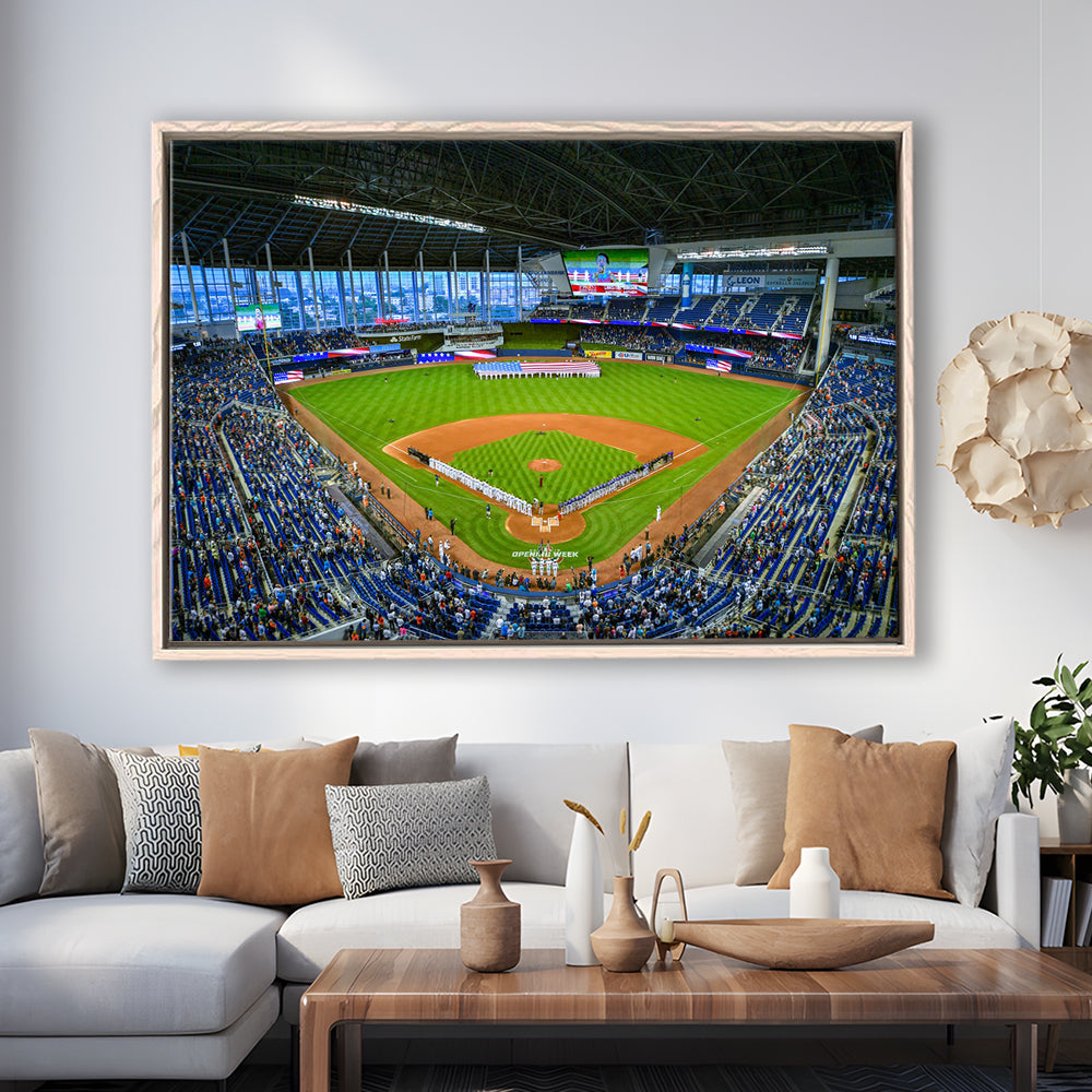 Marlins Park, Stadium Canvas, Sport Art, Framed Canvas Print Wall Art, Floating Frame