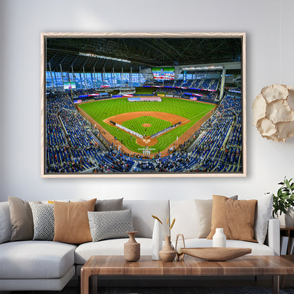 Marlins Park, Stadium Canvas, Sport Art, Framed Canvas Print Wall Art, Floating Frame