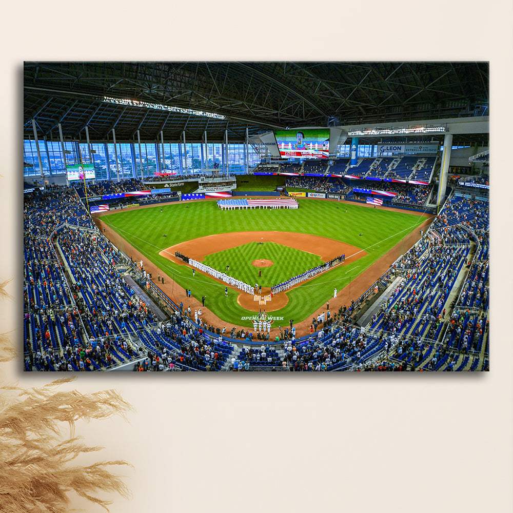 Marlins Park, Stadium Canvas, Sport Art, Gift for him, Man Cave Decor, Art Print, Canvas Print Wall Art