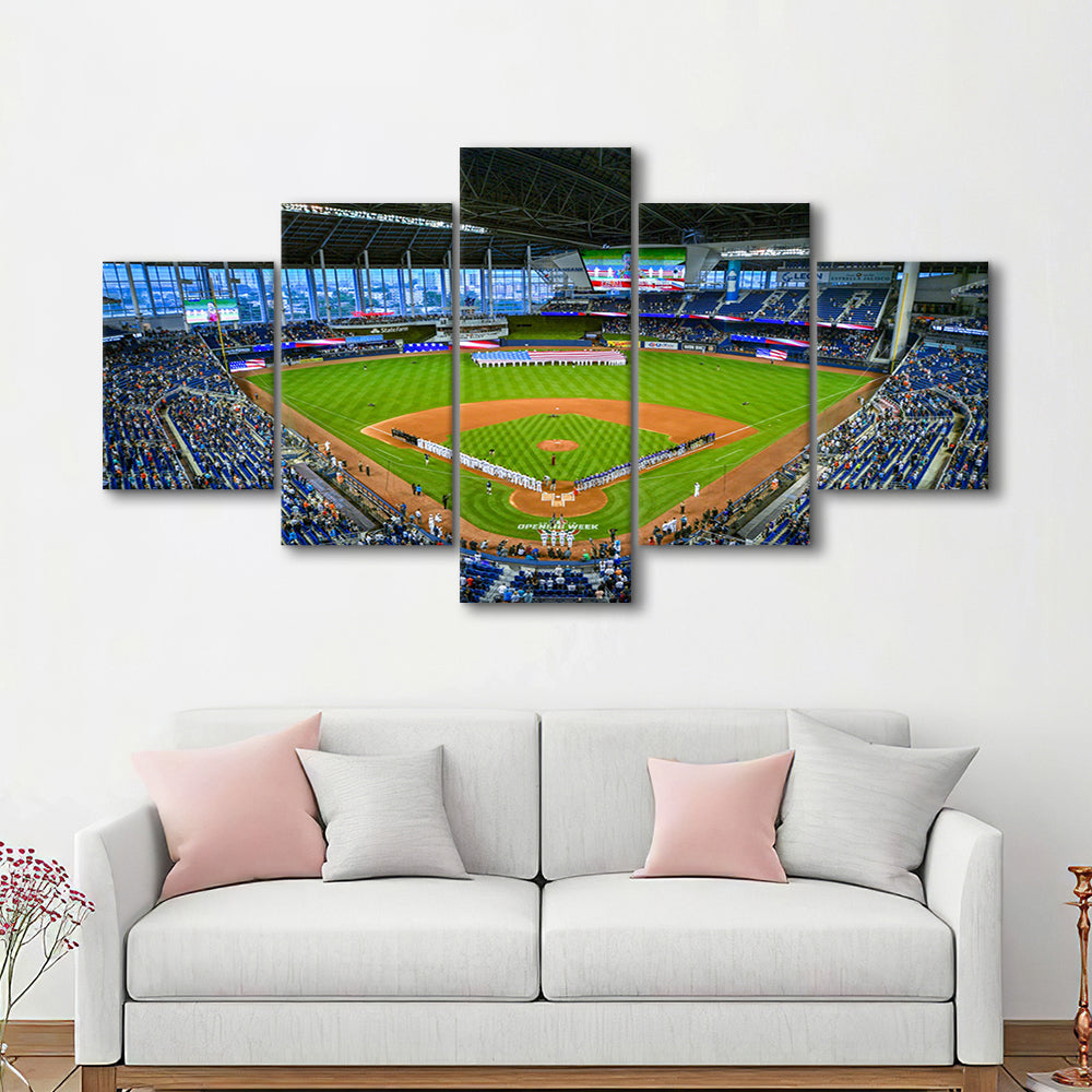 Marlins Park, Stadium Canvas, Sport Art, Gift for him, 5 Panel, Large Canvas, Canvas Print Wall Art