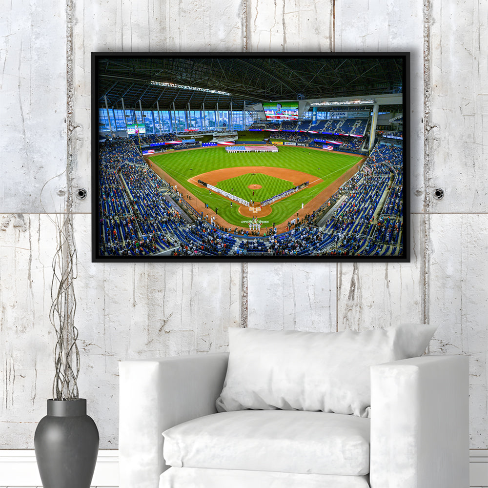 Marlins Park, Stadium Canvas, Sport Art, Framed Canvas Print Wall Art, Floating Frame