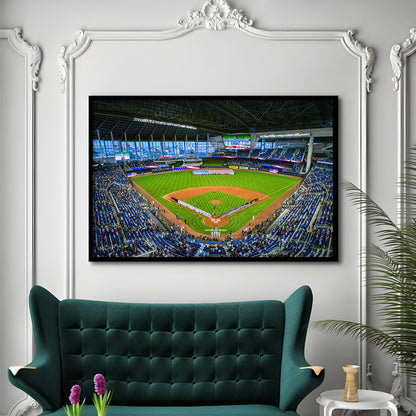 Marlins Park, Stadium Canvas, Sport Art, Gift for him, Framed Art Print Wall Decor, Picture Framed