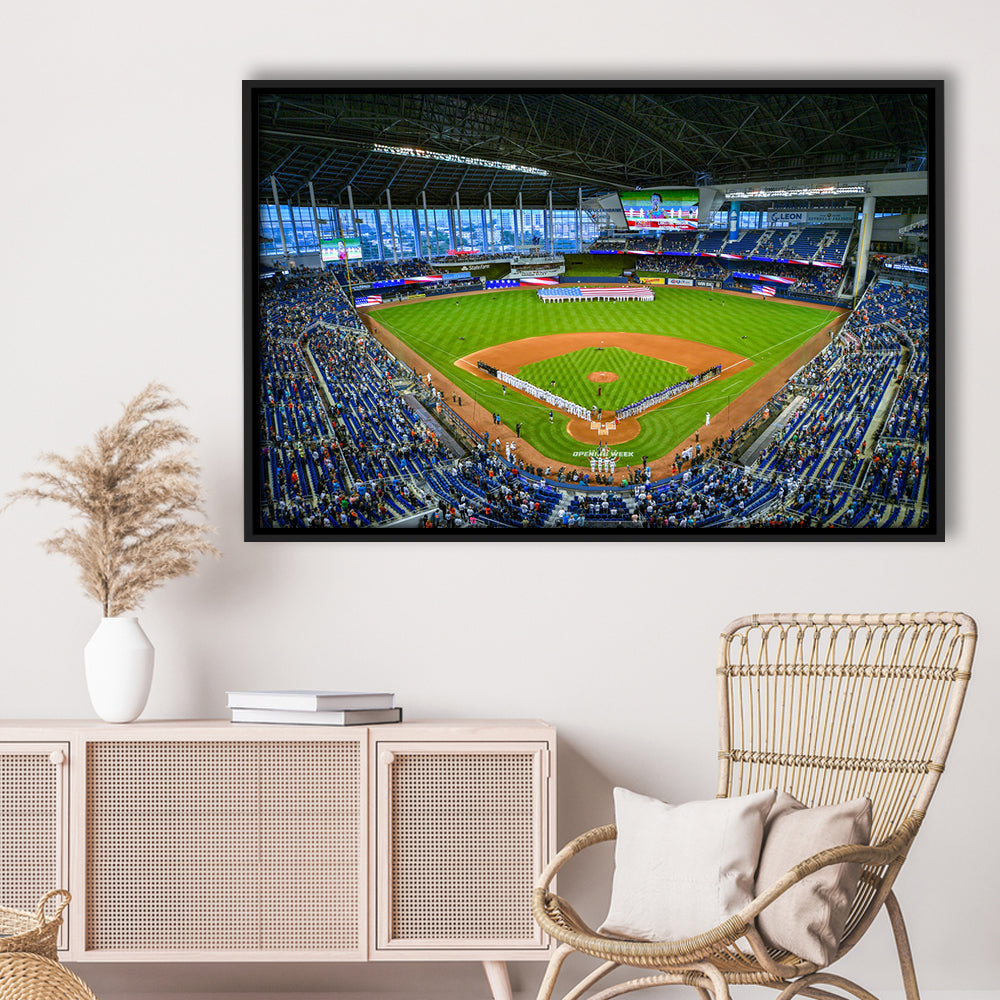 Marlins Park, Stadium Canvas, Sport Art, Framed Canvas Print Wall Art, Floating Frame