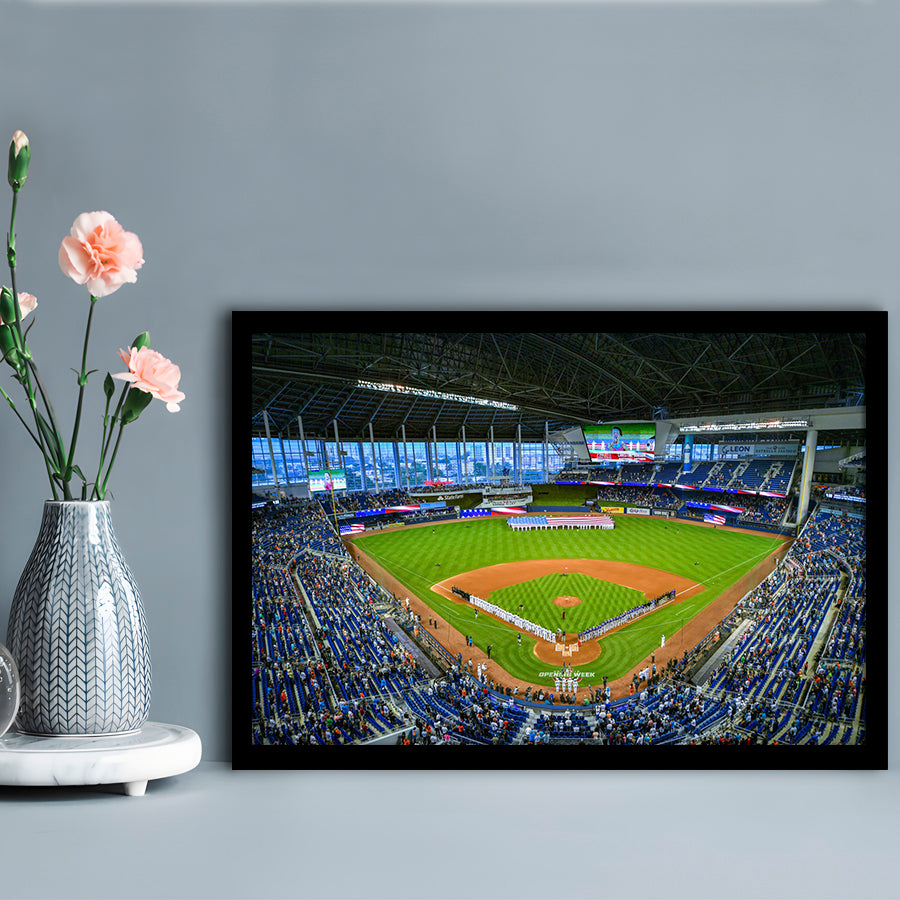 Marlins Park, Stadium Canvas, Sport Art, Gift for him, Framed Art Print Wall Decor, Picture Framed