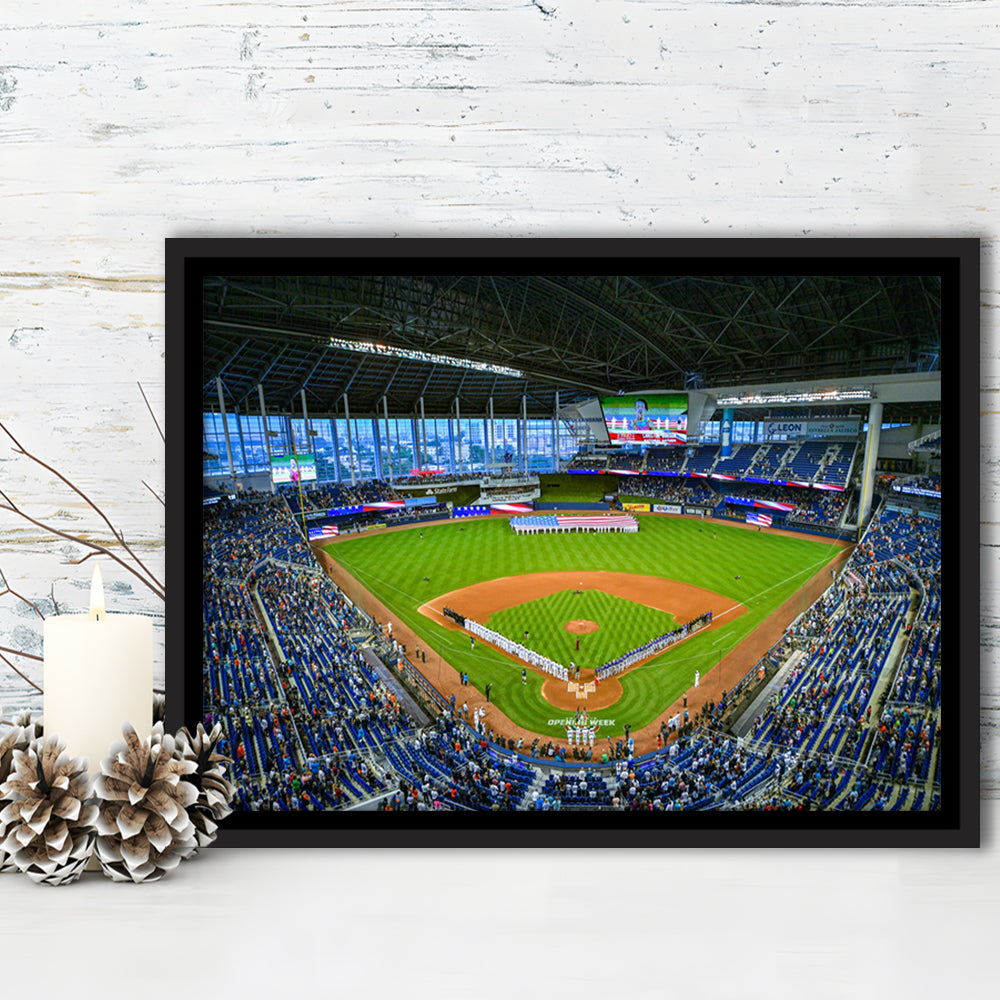 Marlins Park, Stadium Canvas, Sport Art, Framed Canvas Print Wall Art, Floating Frame
