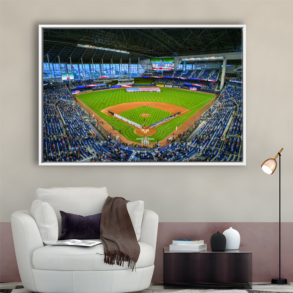 Marlins Park, Stadium Canvas, Sport Art, Framed Canvas Print Wall Art, Floating Frame