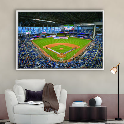 Marlins Park, Stadium Canvas, Sport Art, Framed Canvas Print Wall Art, Floating Frame