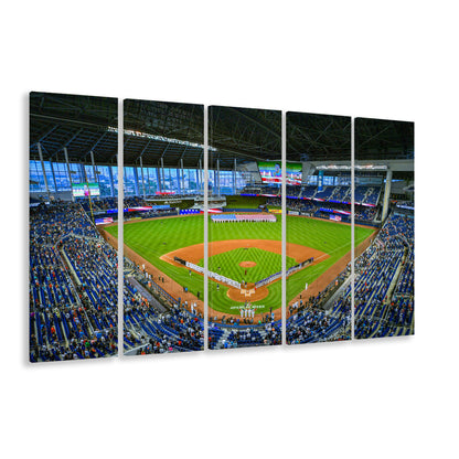Marlins Park, Stadium Canvas, Sport Art, 5 Panel B, Extra Large Canvas, Canvas Print Wall Art