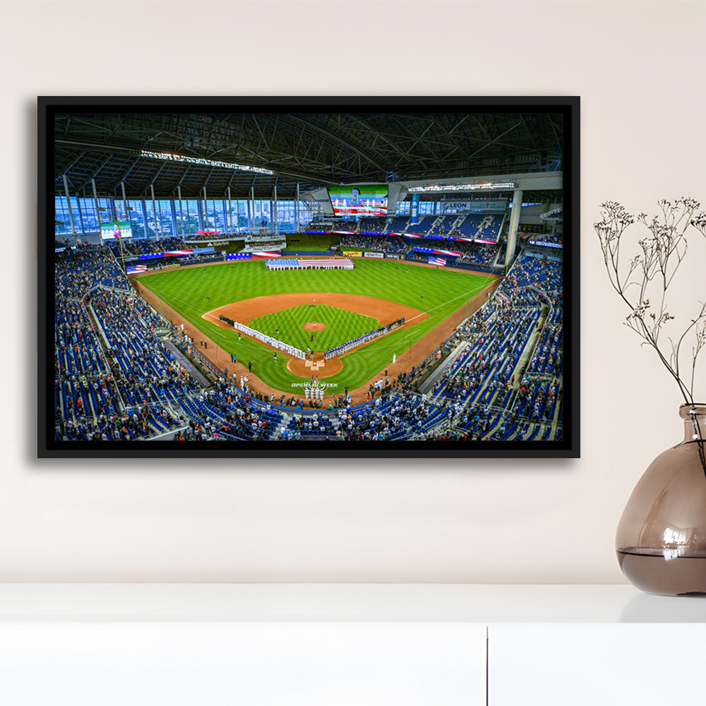 Marlins Park, Stadium Canvas, Sport Art, Framed Canvas Print Wall Art, Floating Frame