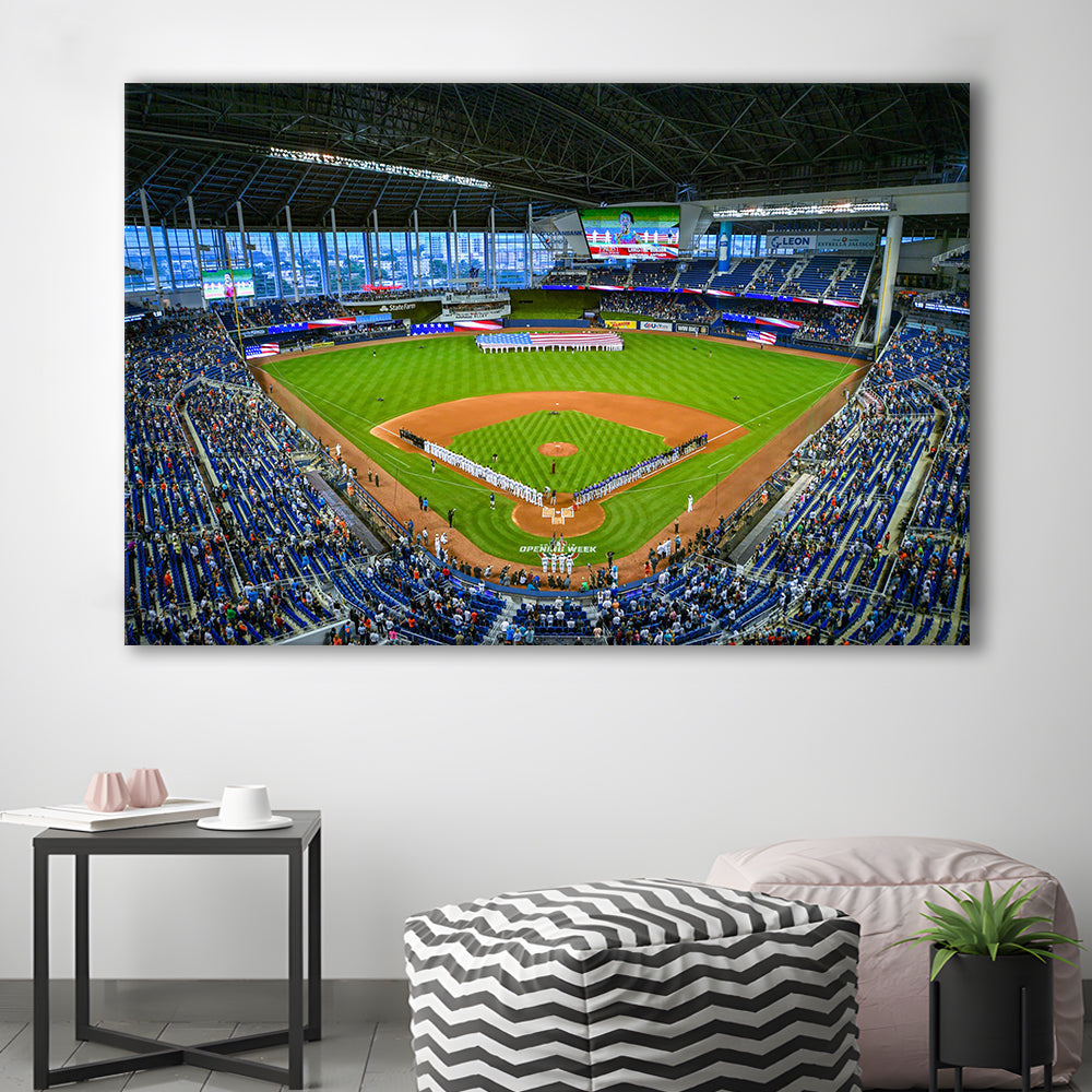 Marlins Park, Stadium Canvas, Sport Art, Gift for him, Man Cave Decor, Art Print, Canvas Print Wall Art