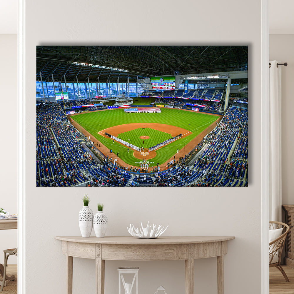 Marlins Park, Stadium Canvas, Sport Art, Gift for him, Man Cave Decor, Art Print, Canvas Print Wall Art