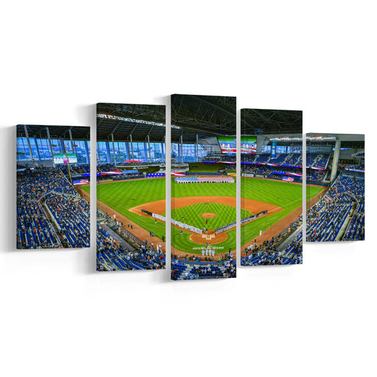 Marlins Park, Stadium Canvas, Sport Art, Gift for him, 5 Panel, Large Canvas, Canvas Print Wall Art