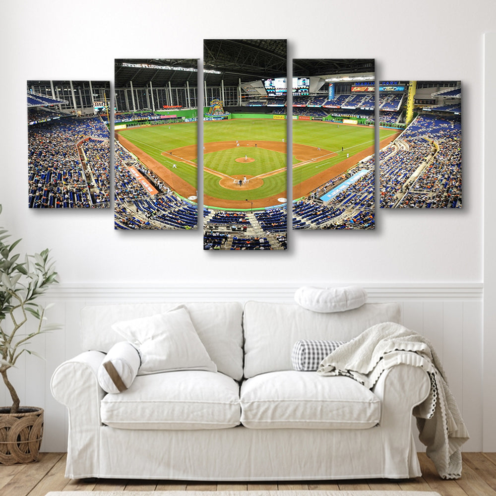 Marlins Park Stadium, Stadium Canvas, Sport Art, Gift for him, 5 Panel, Large Canvas, Canvas Print Wall Art