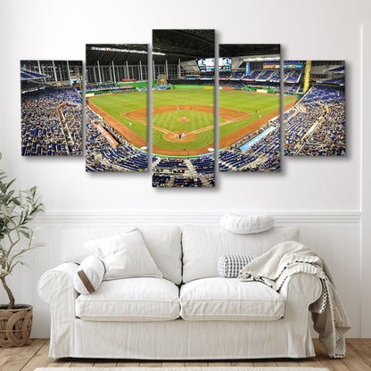 Marlins Park Stadium, Stadium Canvas, Sport Art, Gift for him, 5 Panel, Large Canvas, Canvas Print Wall Art