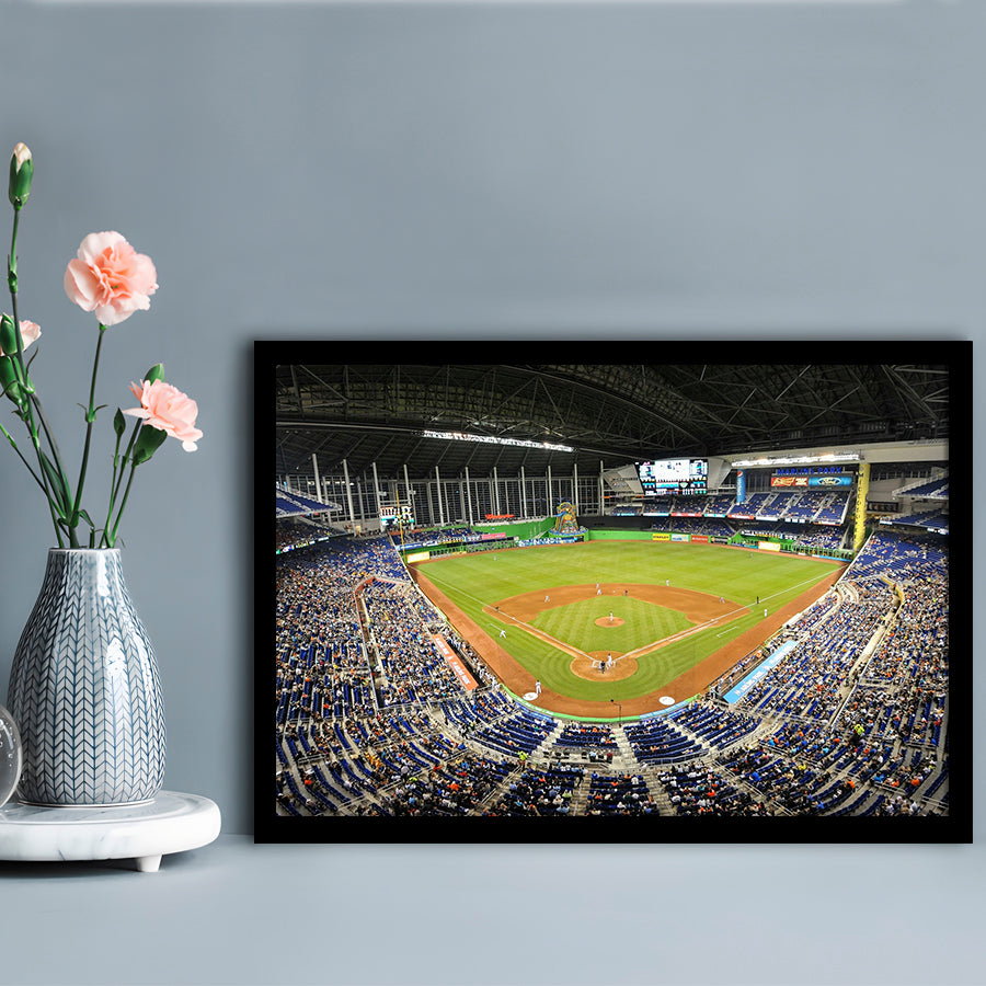 Marlins Park Stadium, Stadium Canvas, Sport Art, Gift for him, Framed Art Print Wall Decor, Picture Framed