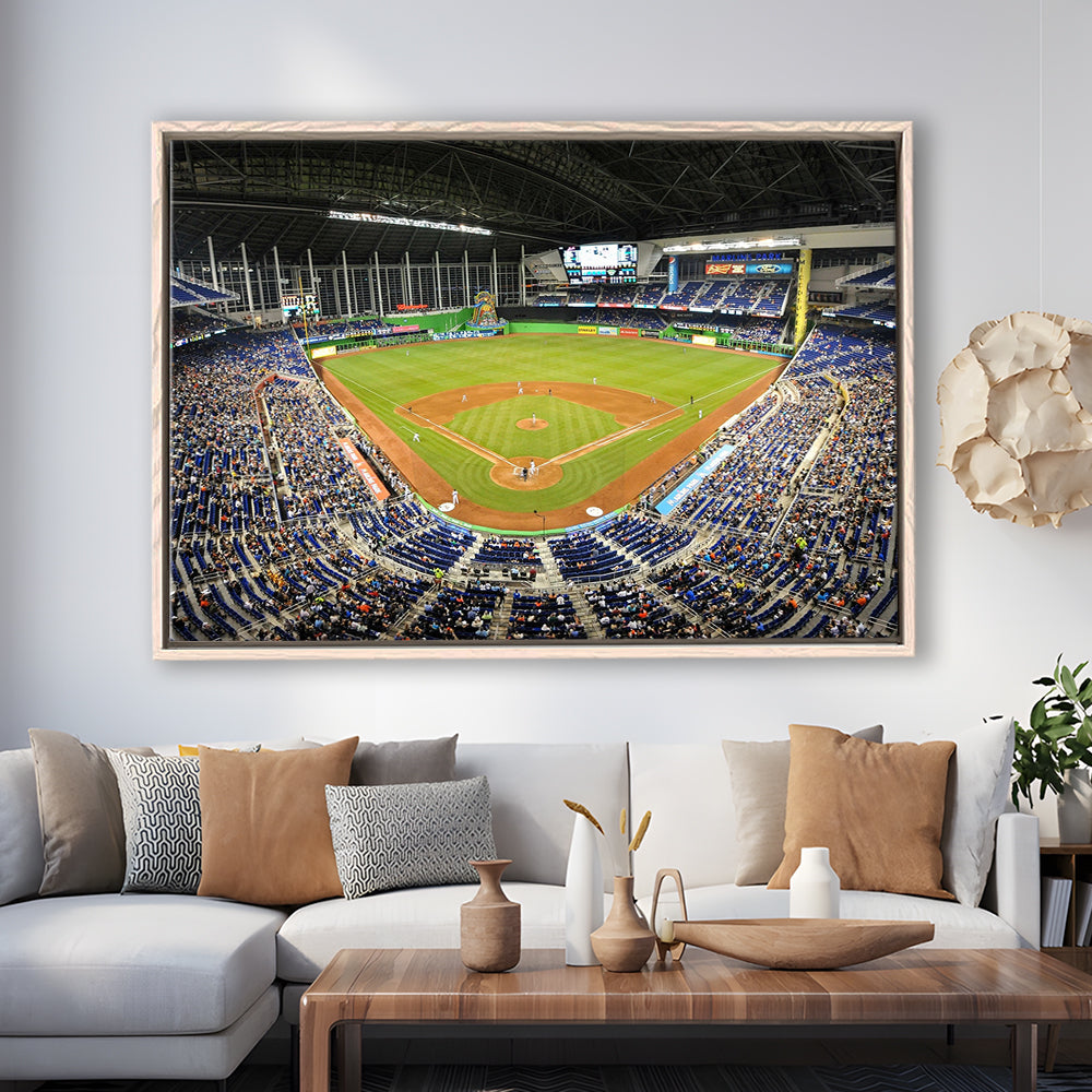 Marlins Park Stadium, Stadium Canvas, Sport Art, Framed Canvas Print Wall Art, Floating Frame