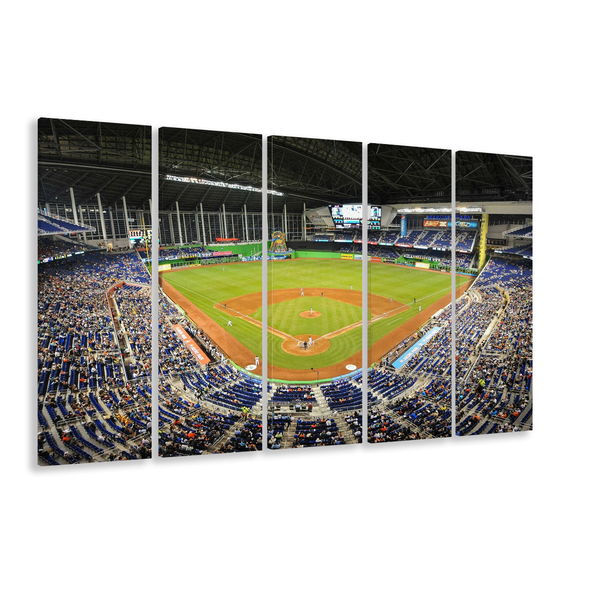 Marlins Park Stadium, Stadium Canvas, Sport Art, 5 Panel B, Extra Large Canvas, Canvas Print Wall Art