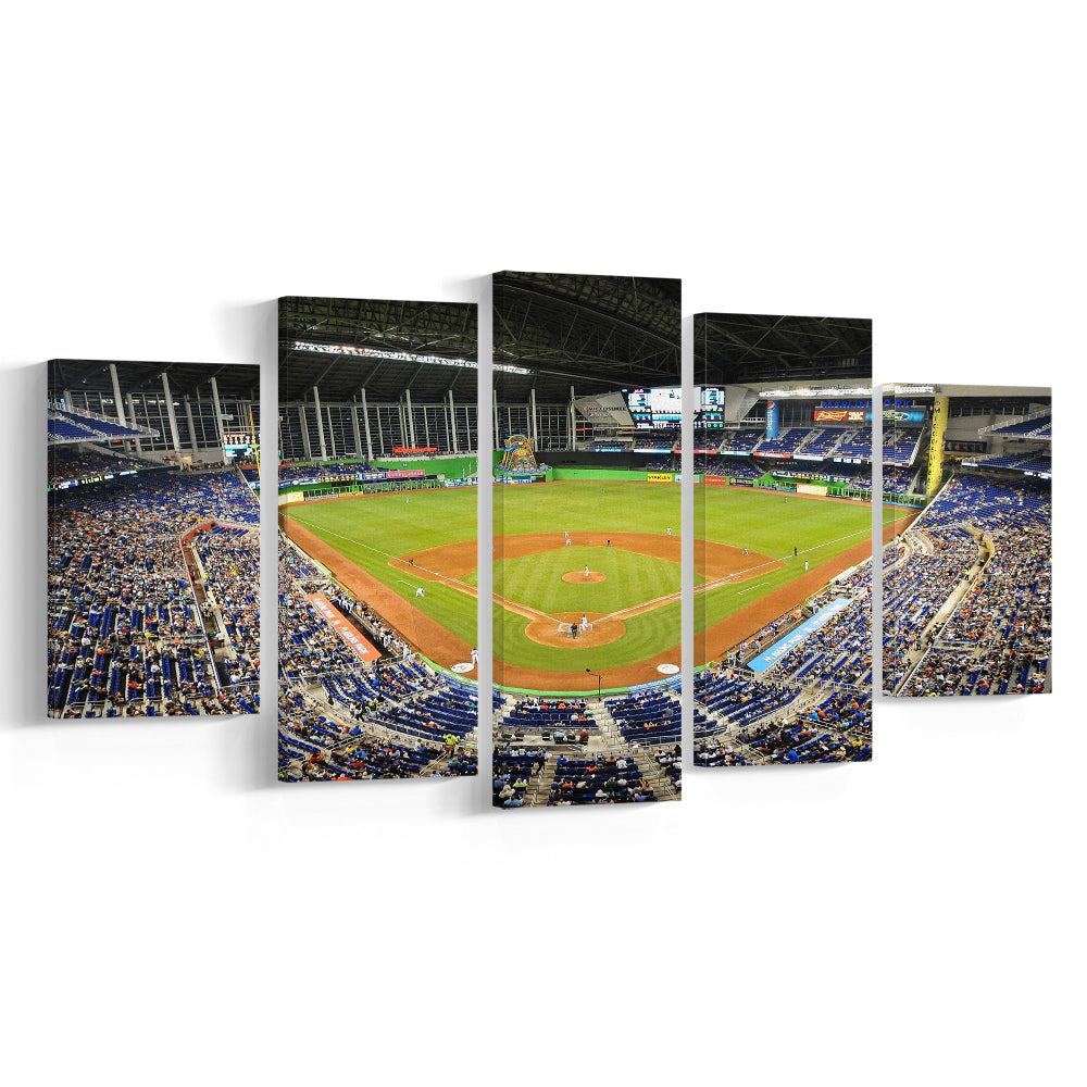 Marlins Park Stadium, Stadium Canvas, Sport Art, Gift for him, 5 Panel, Large Canvas, Canvas Print Wall Art