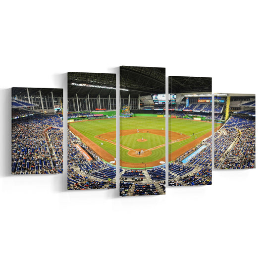 Marlins Park Stadium, Stadium Canvas, Sport Art, Gift for him, 5 Panel, Large Canvas, Canvas Print Wall Art