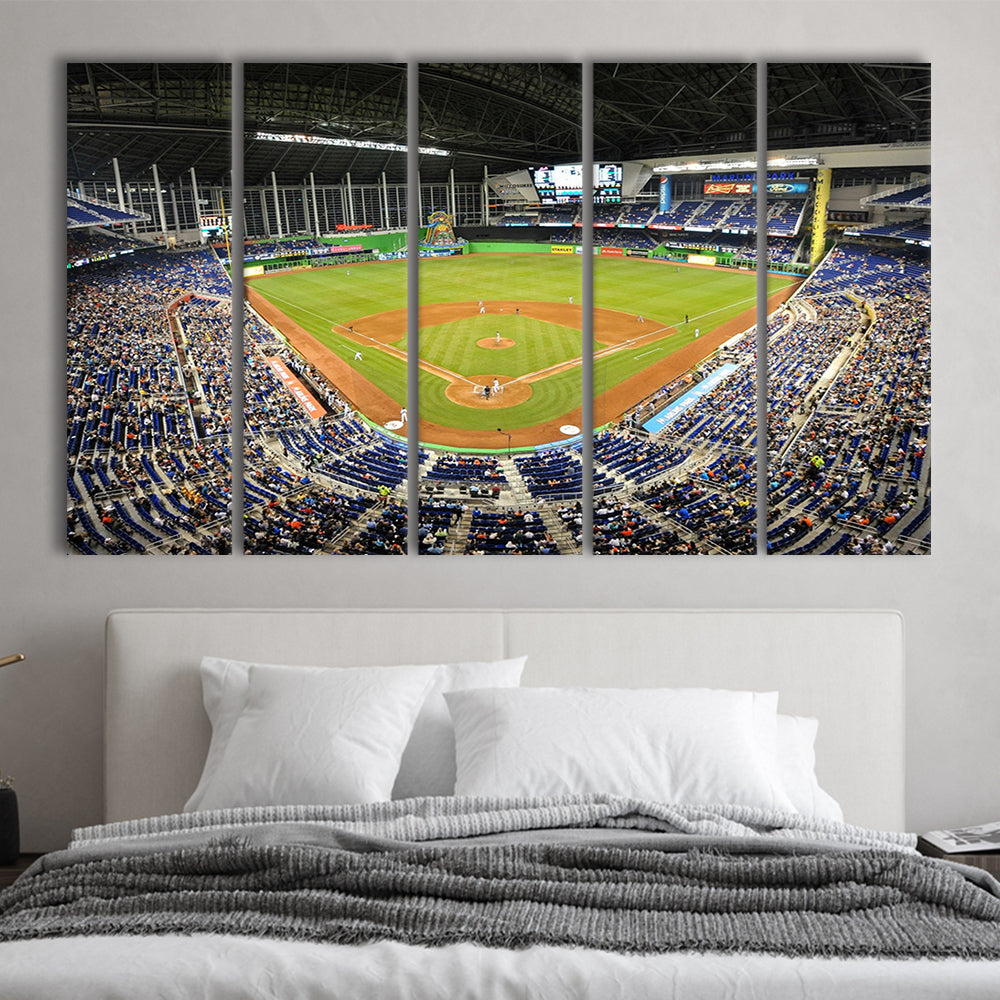 Marlins Park Stadium, Stadium Canvas, Sport Art, 5 Panel B, Extra Large Canvas, Canvas Print Wall Art