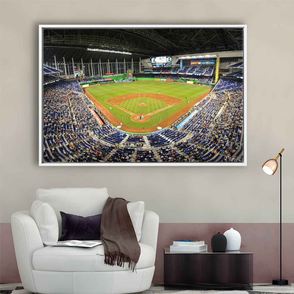 Marlins Park Stadium, Stadium Canvas, Sport Art, Framed Canvas Print Wall Art, Floating Frame