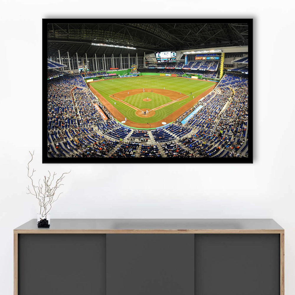 Marlins Park Stadium, Stadium Canvas, Sport Art, Gift for him, Framed Art Print Wall Decor, Picture Framed
