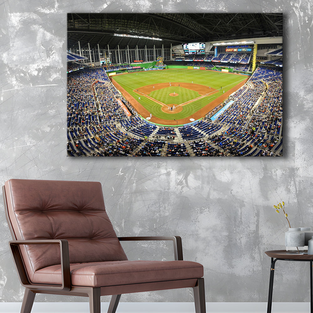 Marlins Park Stadium, Stadium Canvas, Sport Art, Gift for him, Man Cave Decor, Art Print, Canvas Print Wall Art
