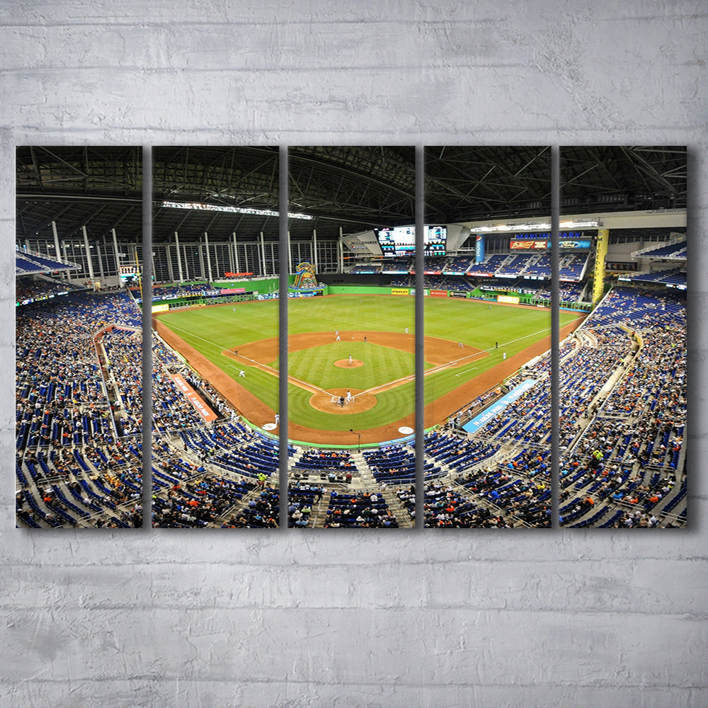 Marlins Park Stadium, Stadium Canvas, Sport Art, 5 Panel B, Extra Large Canvas, Canvas Print Wall Art
