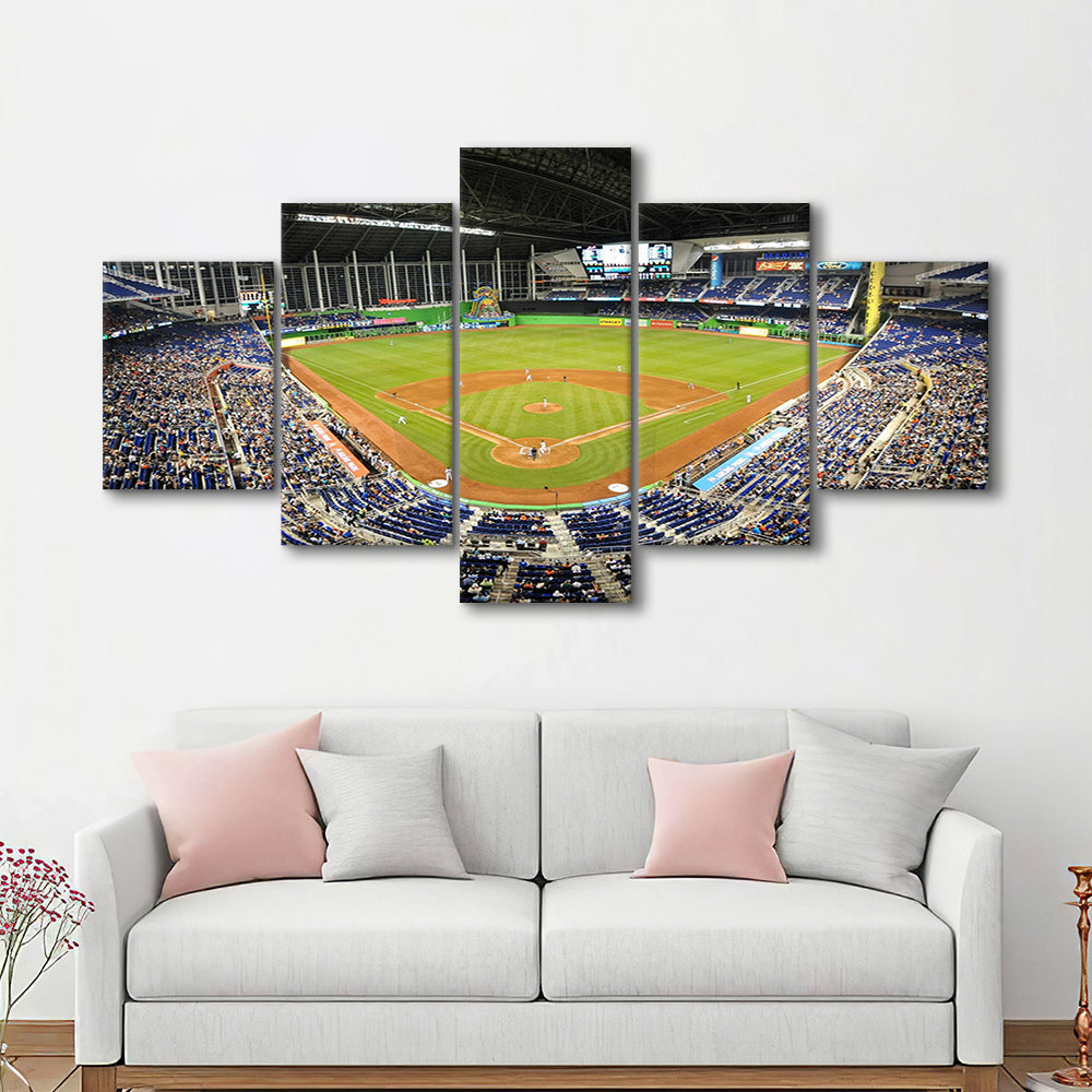 Marlins Park Stadium, Stadium Canvas, Sport Art, Gift for him, 5 Panel, Large Canvas, Canvas Print Wall Art