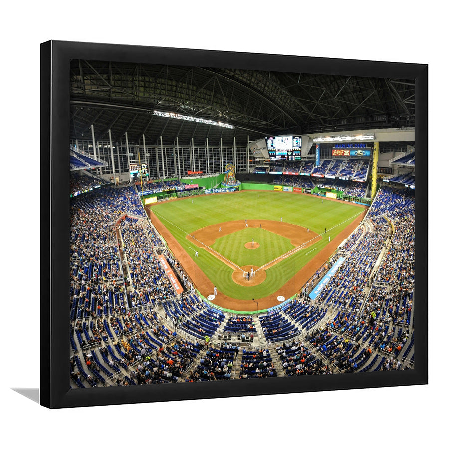 Marlins Park Stadium, Stadium Canvas, Sport Art, Gift for him, Framed Art Print Wall Decor, Picture Framed