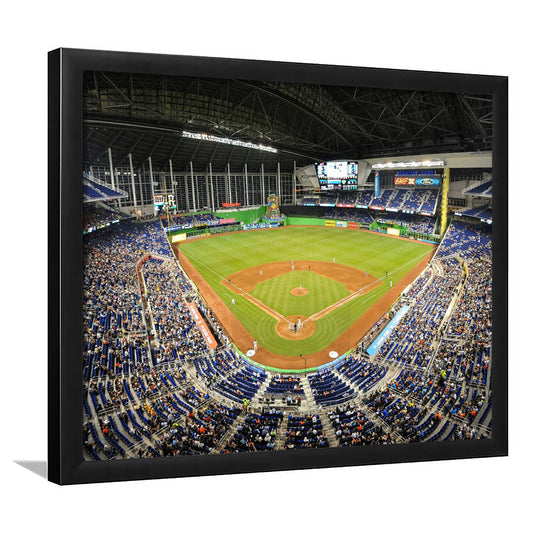 Marlins Park Stadium, Stadium Canvas, Sport Art, Gift for him, Framed Art Print Wall Decor, Picture Framed