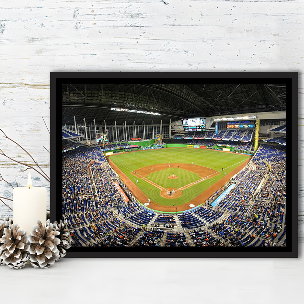 Marlins Park Stadium, Stadium Canvas, Sport Art, Framed Canvas Print Wall Art, Floating Frame