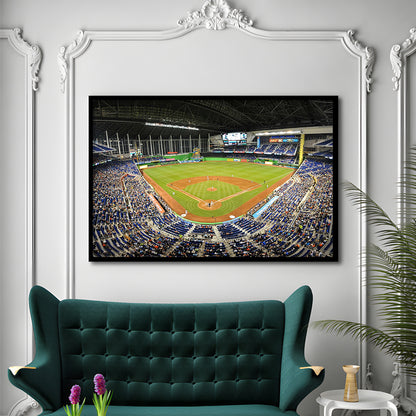 Marlins Park Stadium, Stadium Canvas, Sport Art, Gift for him, Framed Art Print Wall Decor, Picture Framed