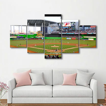 Marlins Park in Miami, Stadium Canvas, Sport Art, Gift for him, 5 Panel, Large Canvas, Canvas Print Wall Art