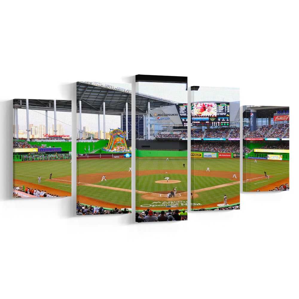 Marlins Park in Miami, Stadium Canvas, Sport Art, Gift for him, 5 Panel, Large Canvas, Canvas Print Wall Art